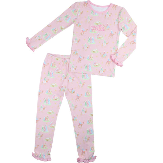 Pink Nativity Scene Knit Pajamas