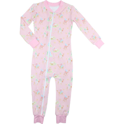 Pink Nativity Scene Knit Zipper Pajamas
