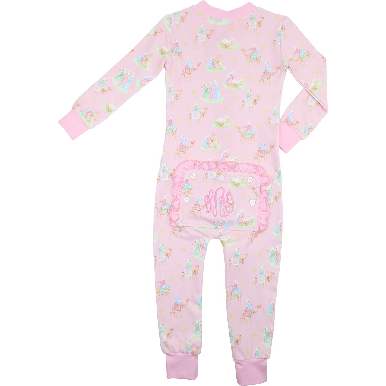 Pink Nativity Scene Knit Zipper Pajamas