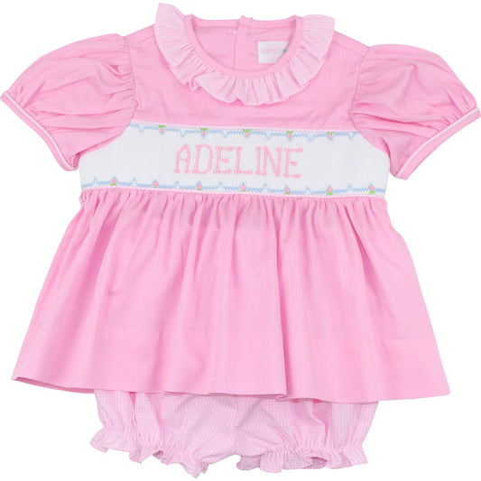 Pink Pique Custom Smocked Diaper Set