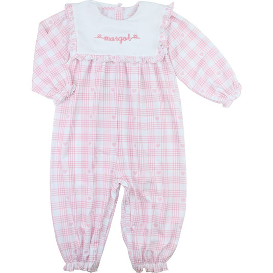 Pink Plaid Heart Knit Long Bubble