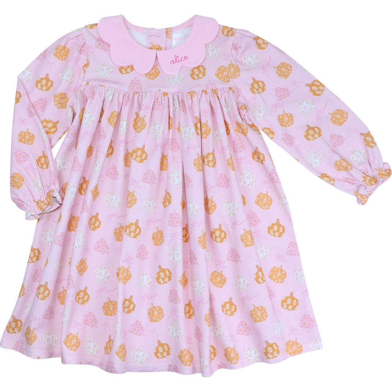Pink Pumpkin And Bows Knit Dress