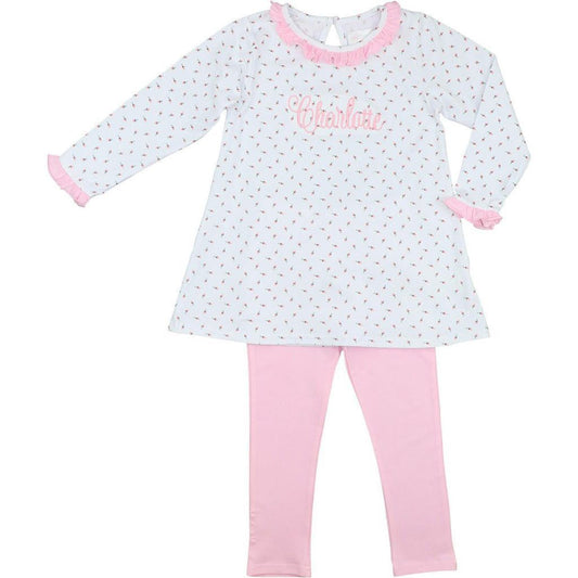 Pink Rosebud Knit Legging Set
