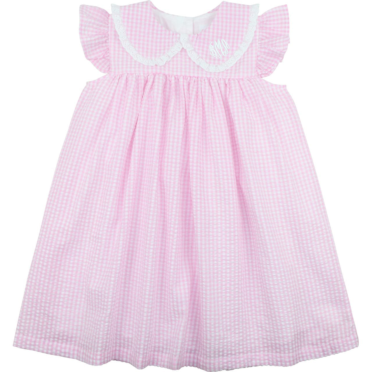 Pink Seersucker Angel Sleeve Dress4