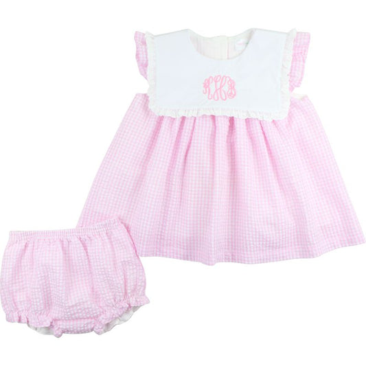 Pink Seersucker Diaper Set
