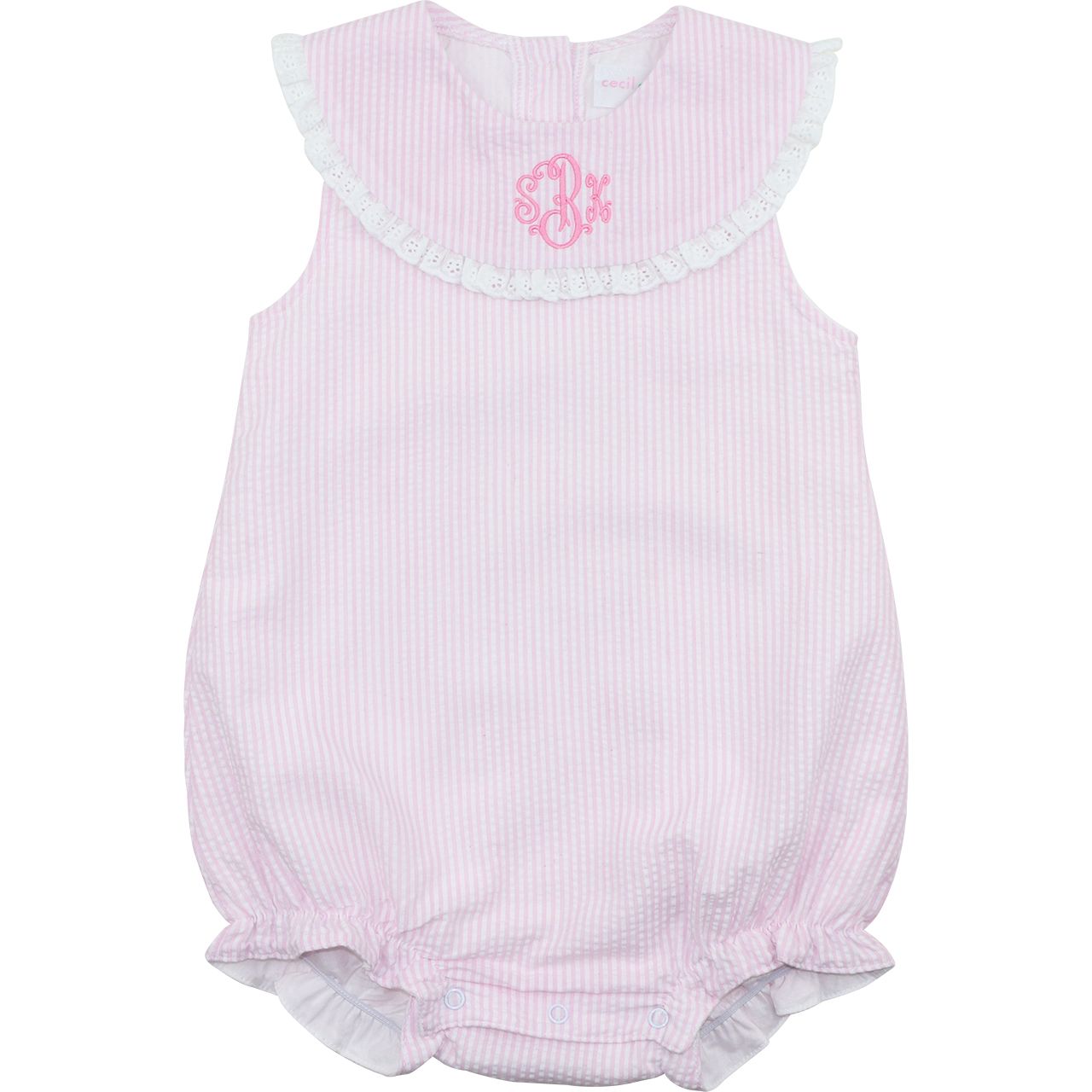 Pink Seersucker Eyelet Bubble