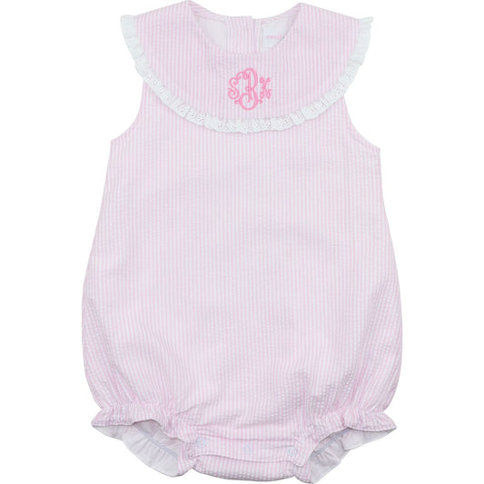 Pink Seersucker Eyelet Bubble