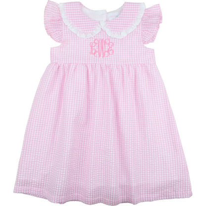 Pink Seersucker Eyelet Dress