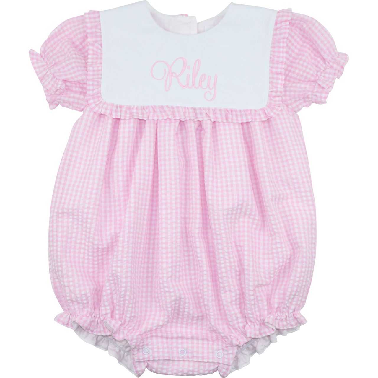 Pink Seersucker Ruffle Bubble