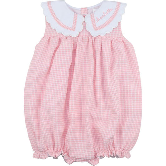 Pink Seersucker Scalloped Bubble