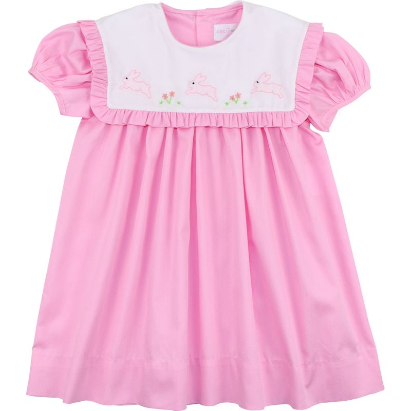 Pink Shadow Embroidered Bunnies Dress
