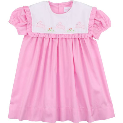Pink Shadow Embroidered Bunnies Dress
