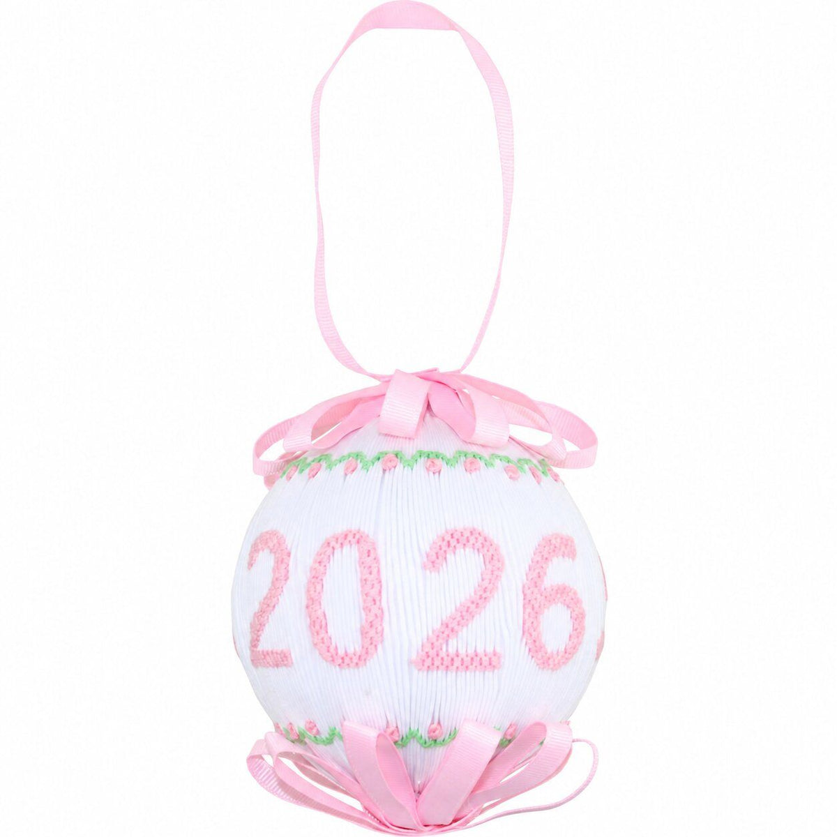 Pink Smocked 2026 Christmas Ornament