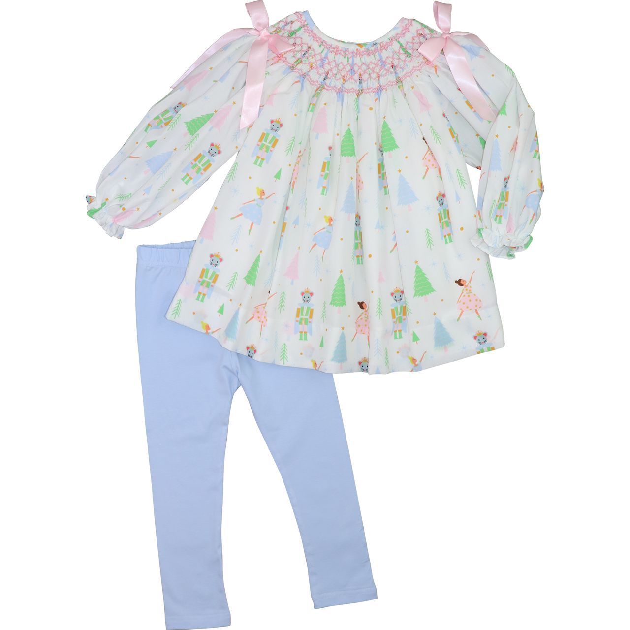 Pink Smocked Ballerina Nutcracker Legging Set