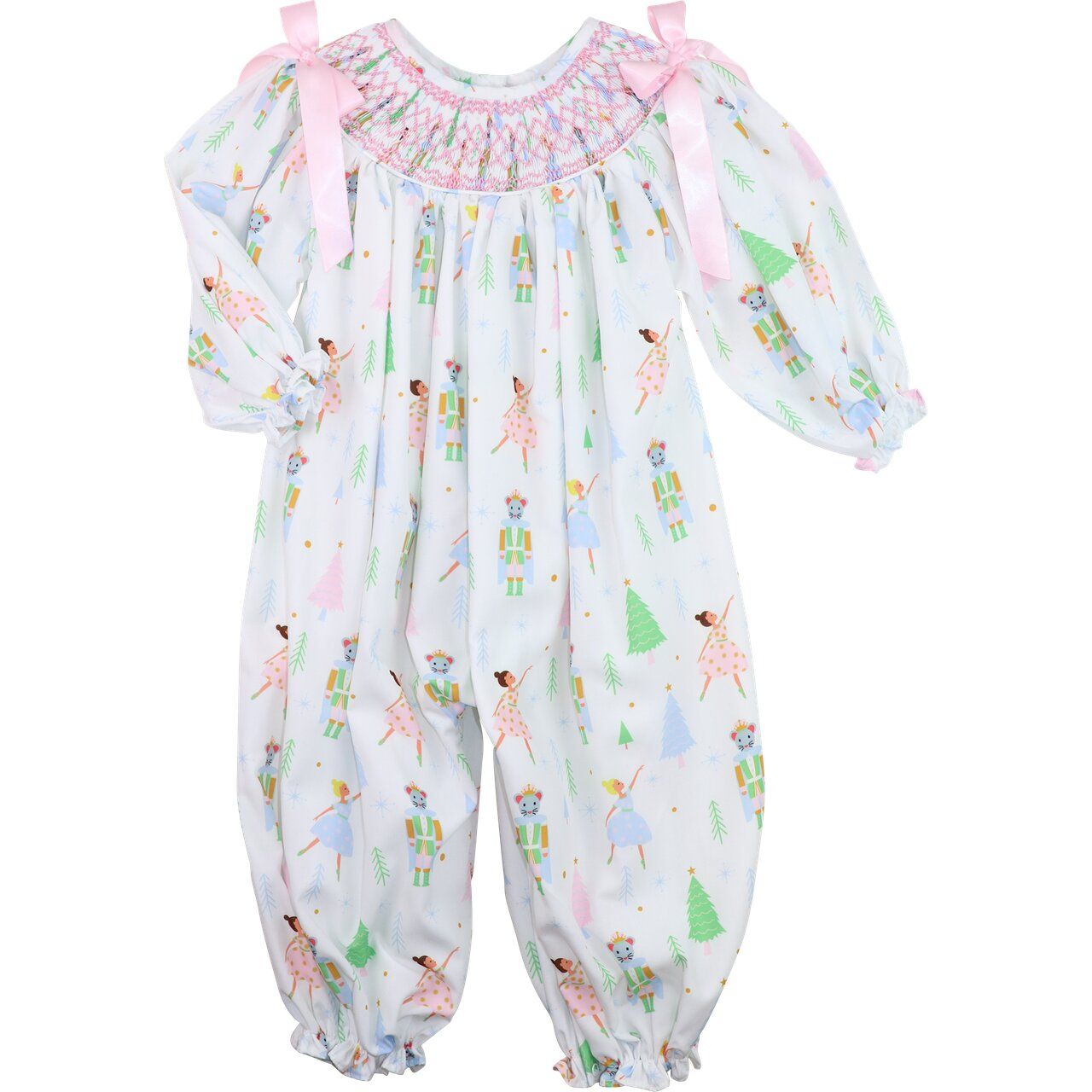 Pink Smocked Ballerina Nutcracker Long Bubble