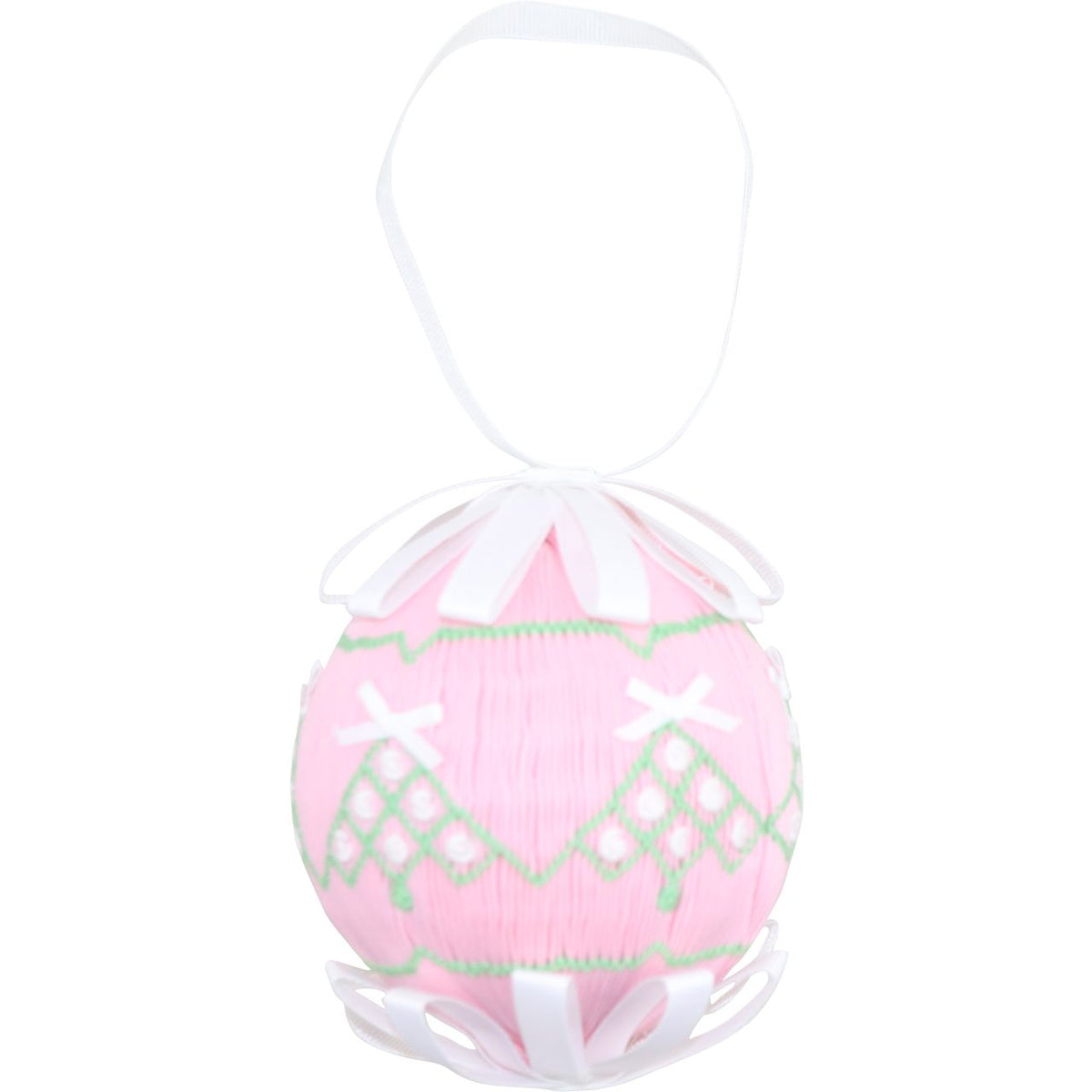 Pink Smocked Christmas Tree Ornament