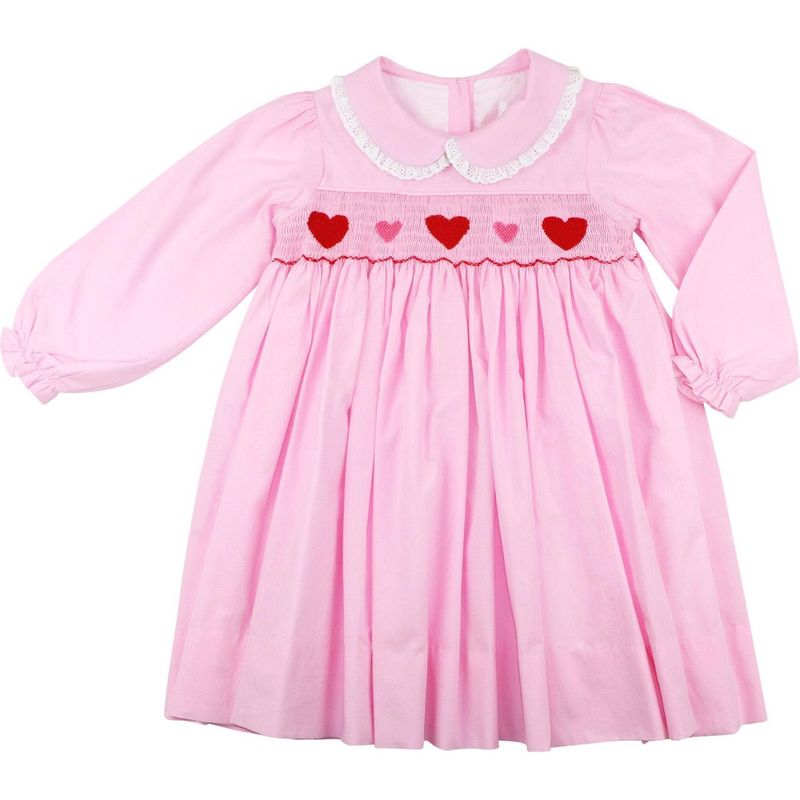 Pink Smocked Hearts Eyelet Dress