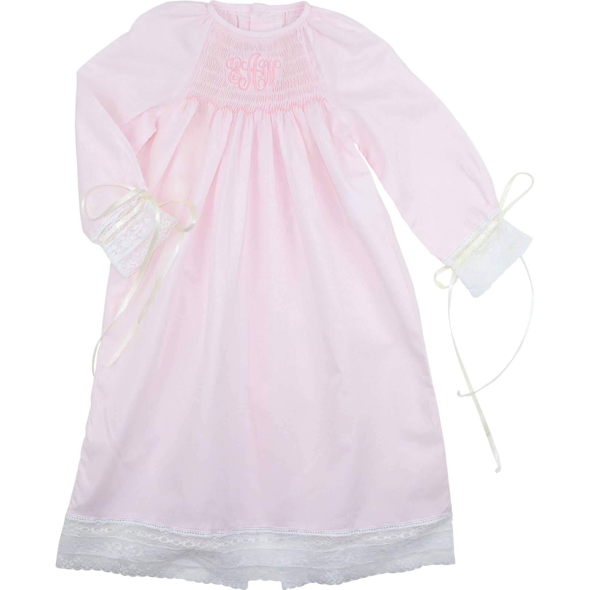 Pink Smocked Heirloom Baby Gown Pink Smocked Heirloom Baby Gown