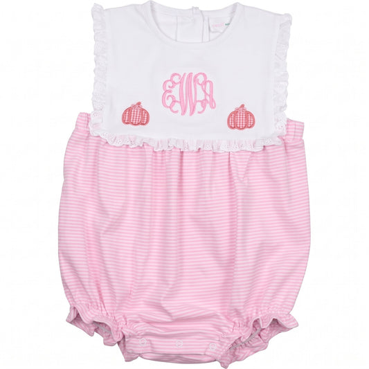 Pink  Stripe Knit Applique Pumpkin Bubble