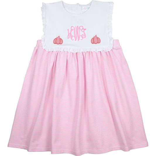 Pink Stripe Knit Applique Pumpkin Dress