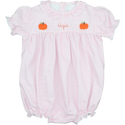 Pink Stripe Knit Embroidered Pumpkin Bubble
