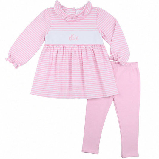 Pink Stripe Knit Insert Legging Set