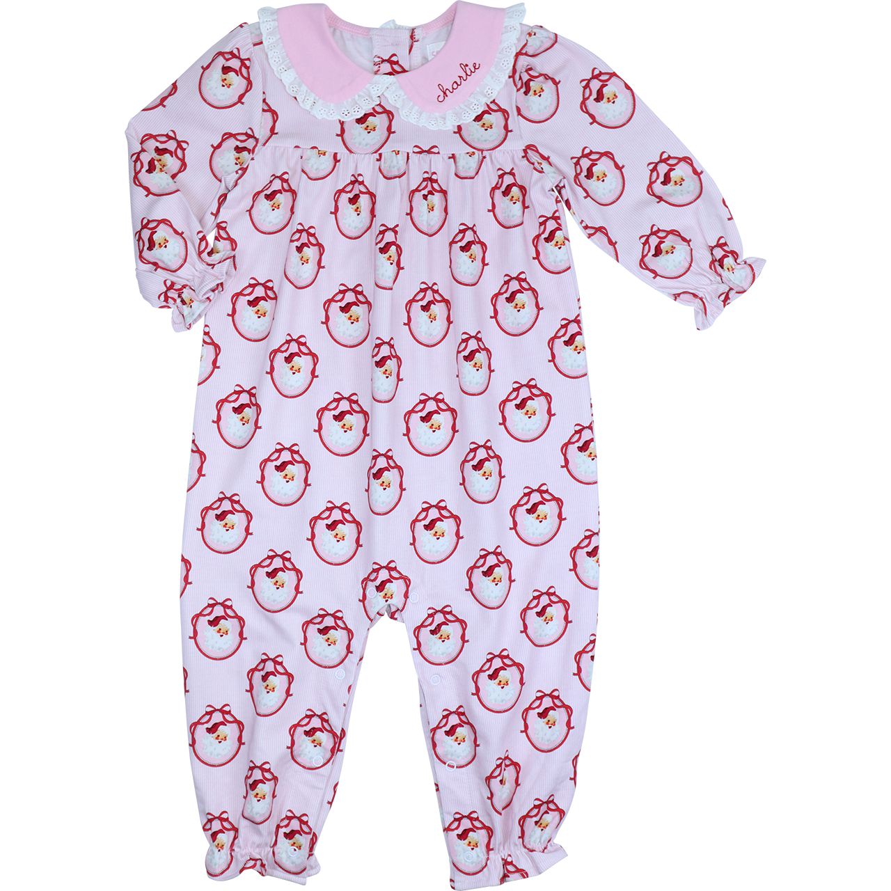 Pink Stripe Knit Santa Long Bubble