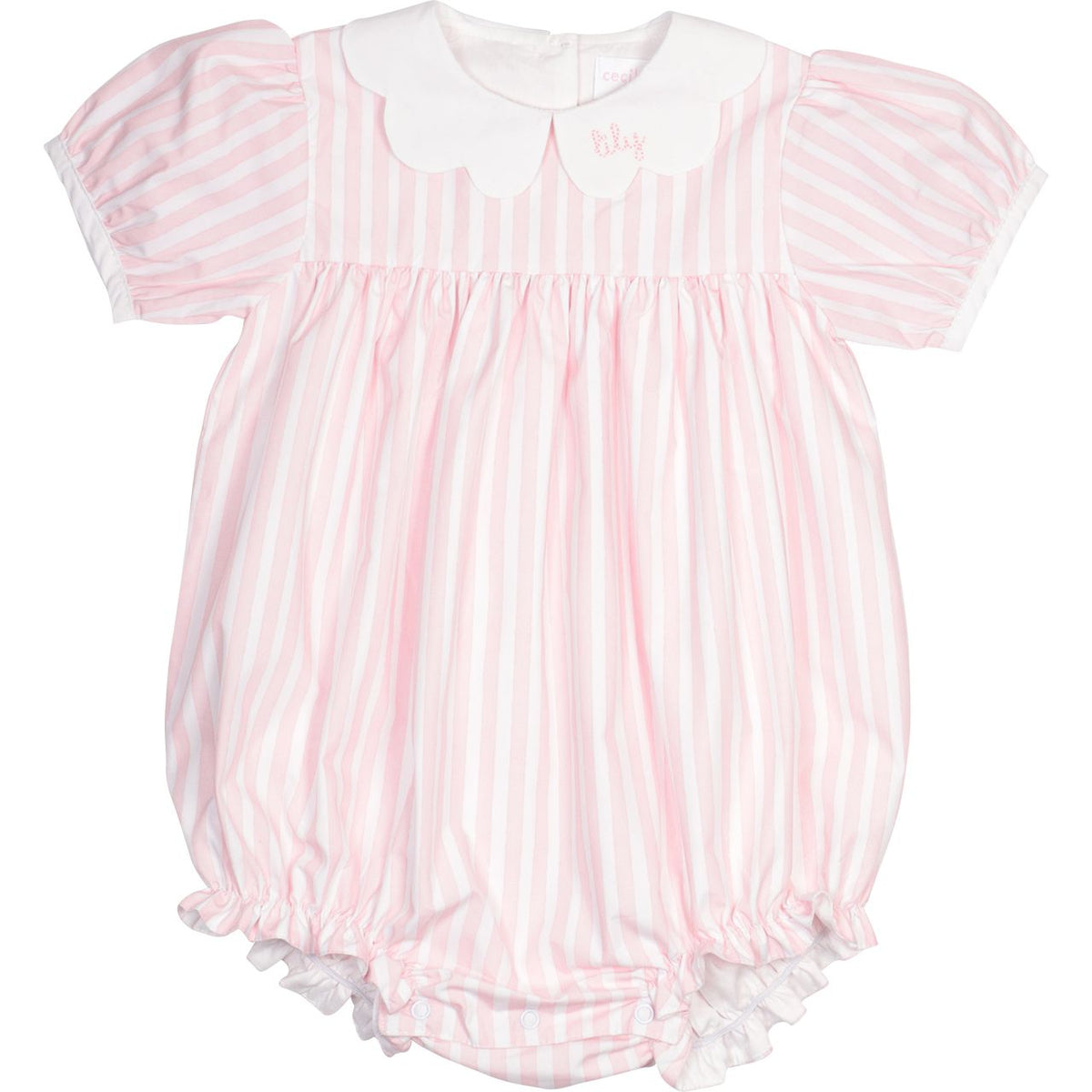 Pink Stripe Scalloped Collar Bubble