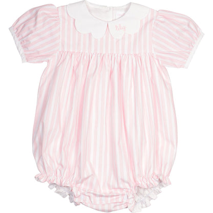 Pink Stripe Scalloped Collar Bubble