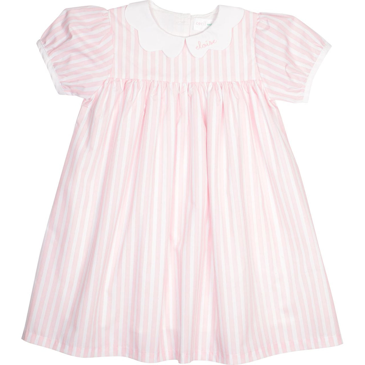 Pink Stripe Scalloped Collar Dress