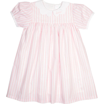 Pink Stripe Scalloped Collar Dress