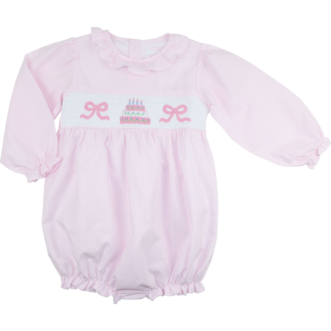 Pink Stripe Smocked Birthday Bubble