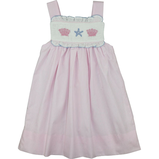 Pink Stripe Smocked Seashell Dress