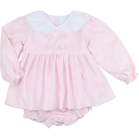Pink Striped Corduroy Diaper Set