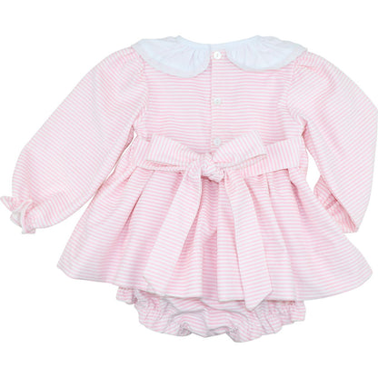 Pink Striped Corduroy Diaper Set Back 