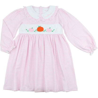 Pink Striped Knit Applique Pumpkins Dress