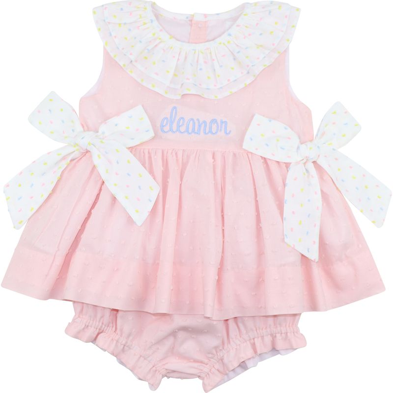 Pink Swiss Dot Bow Diaper Set