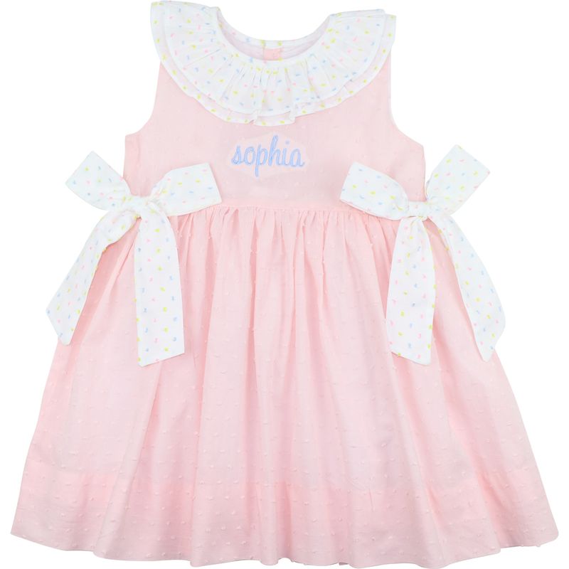 Pink Swiss Dot Bow Dress