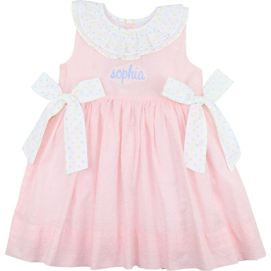 Pink Swiss Dot Bow Dress