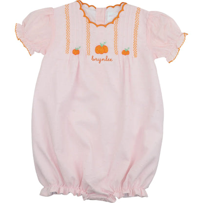 Pink Swiss Dot Embroidered Pumpkin Bubble