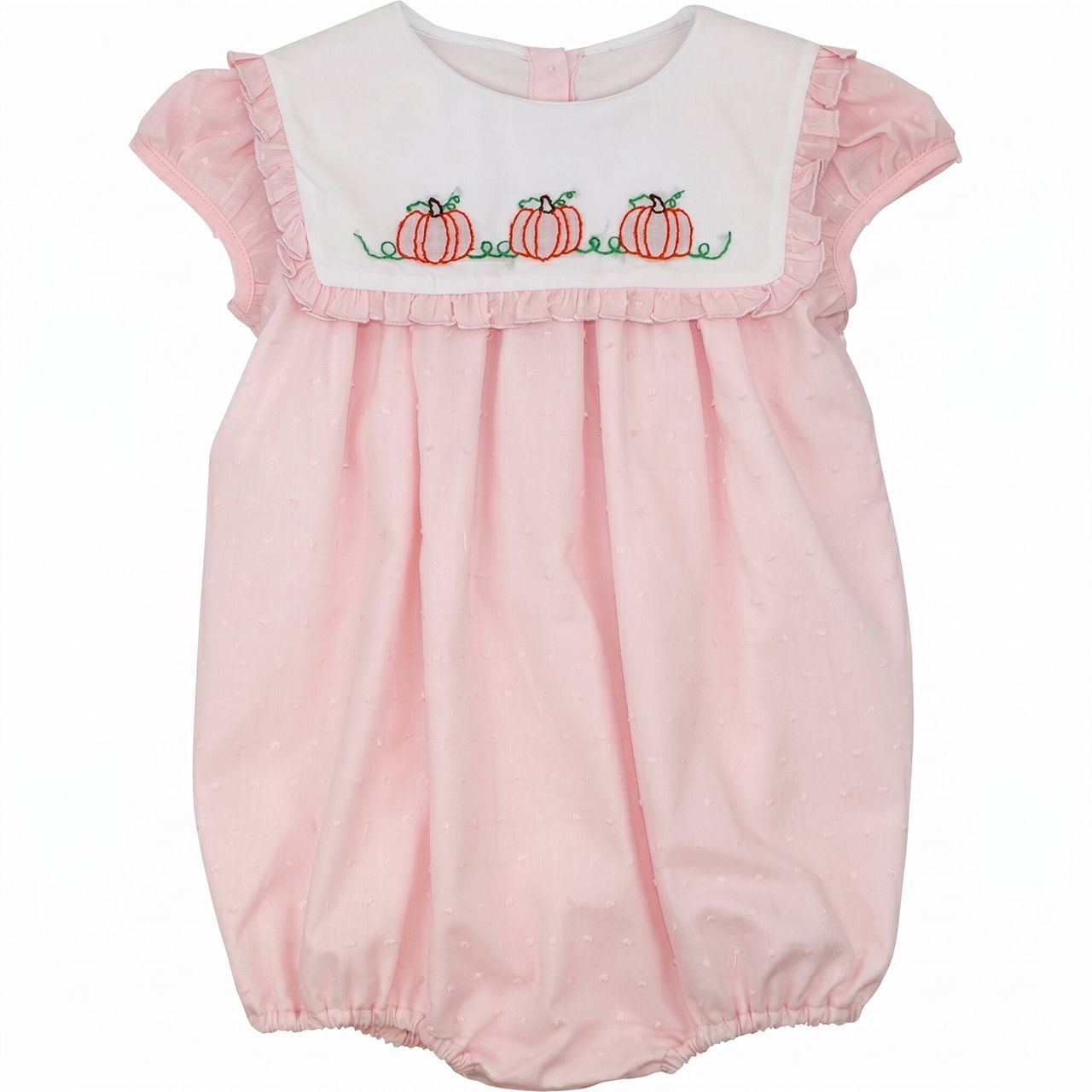 Pink Swiss Dot Embroidered Pumpkin Bubble