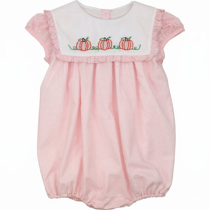 Pink Swiss Dot Embroidered Pumpkin Bubble