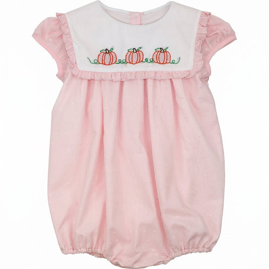 Pink Swiss Dot Embroidered Pumpkin Bubble