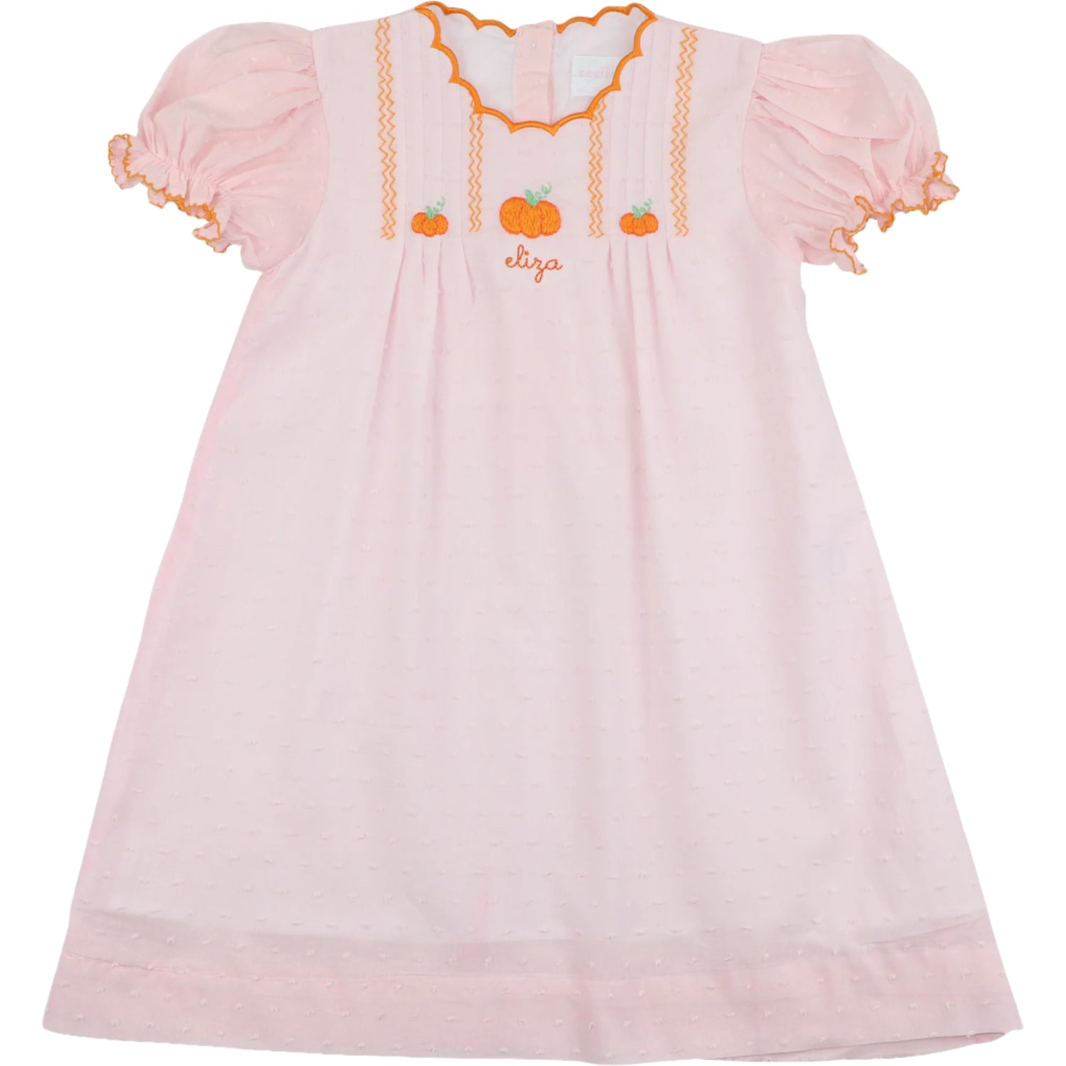 Pink Swiss Dot Embroidered Pumpkin Dress