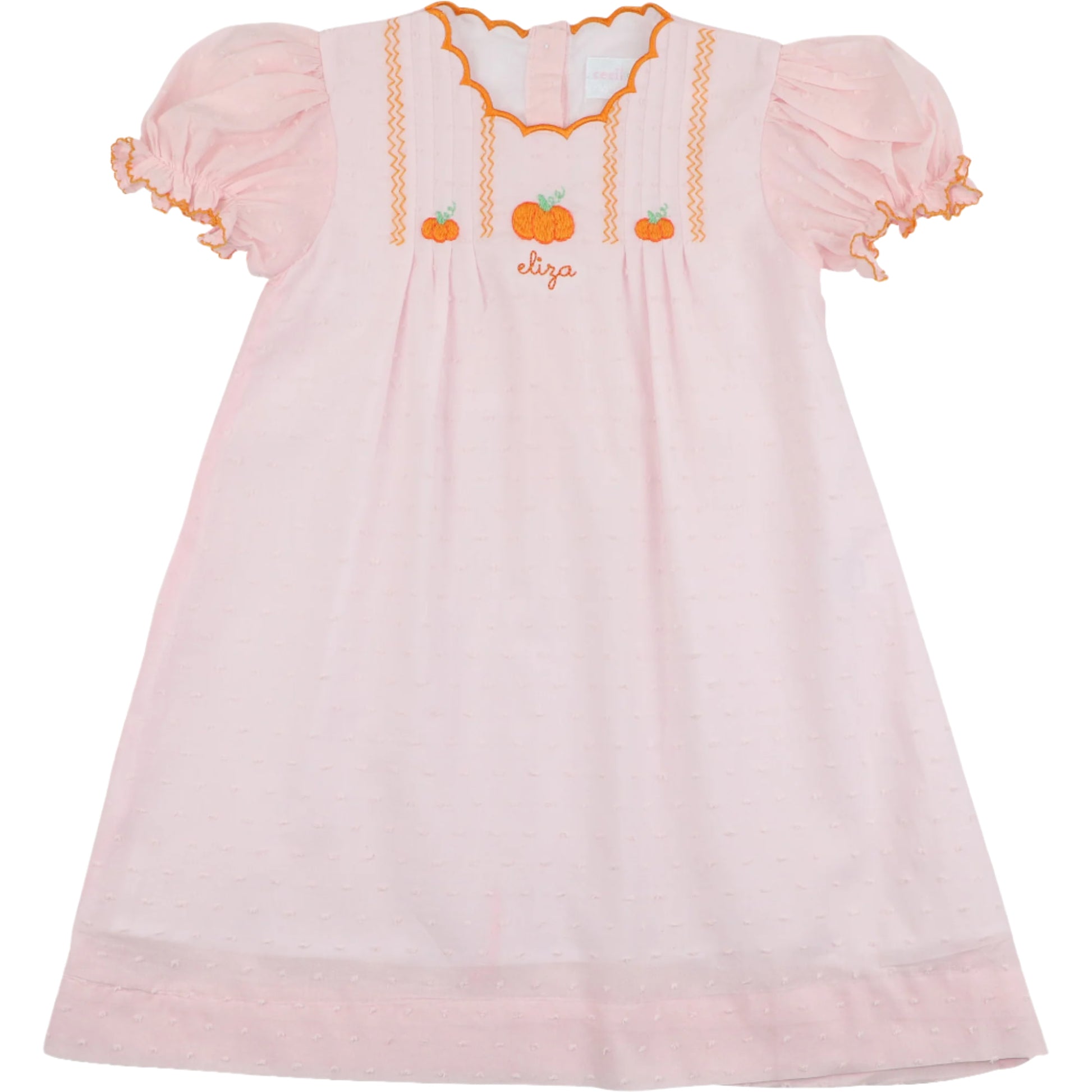 Pink Swiss Dot Embroidered Pumpkin Dress