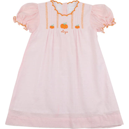 Pink Swiss Dot Embroidered Pumpkin Dress