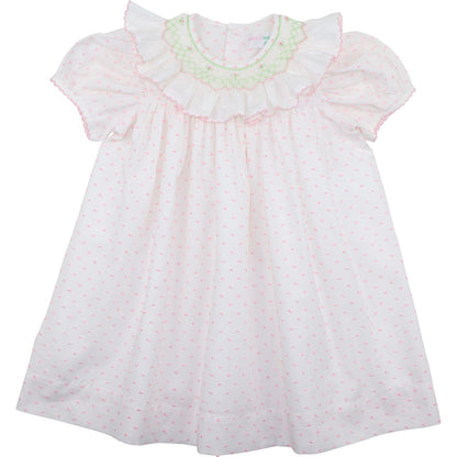 Pink Swiss Dot Smocked Dress