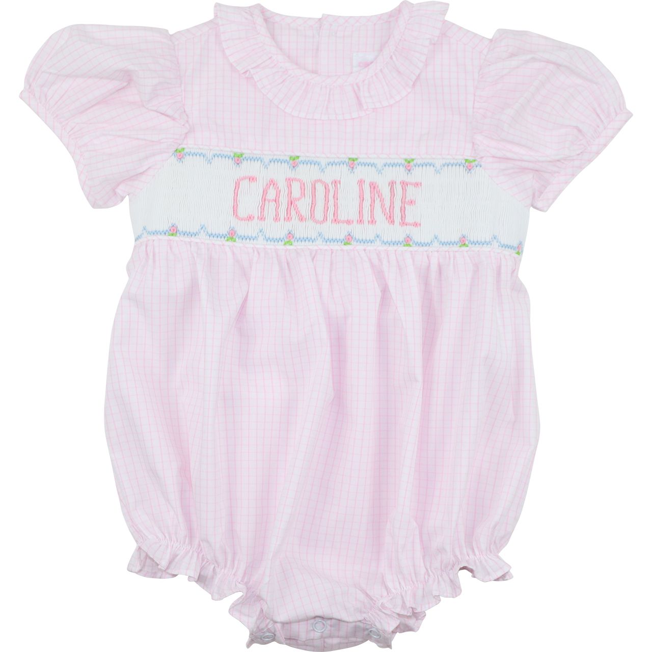 Pink Windowpane Custom Smocked Bubble