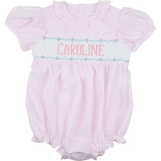 Pink Windowpane Custom Smocked Bubble