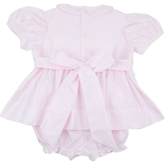 Pink Windowpane Custom Smocked Diaper Set
